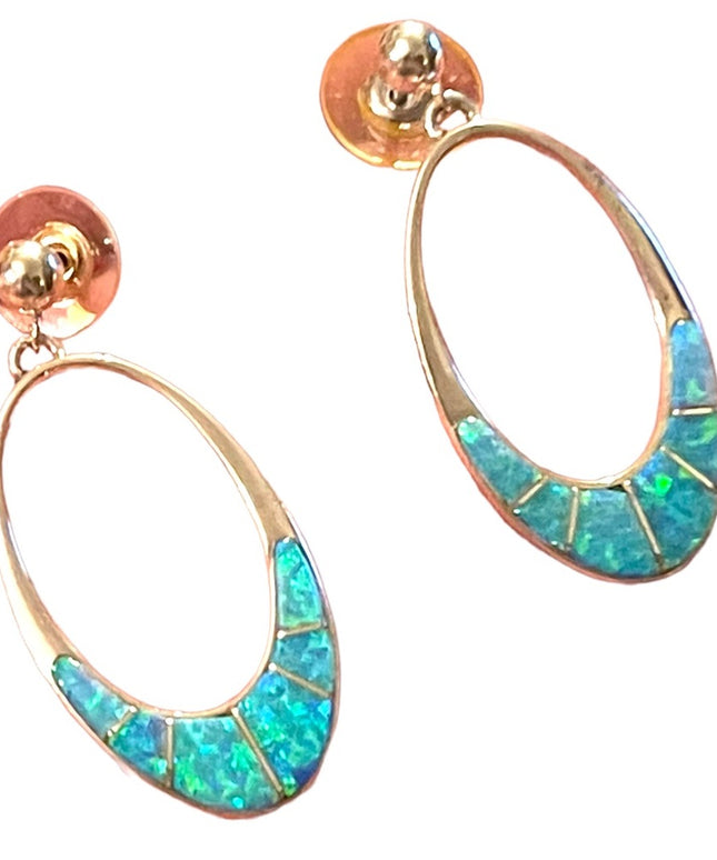 Vintage TSF signed Sterling silver 925 Fire Opal Dangle earrings Native American