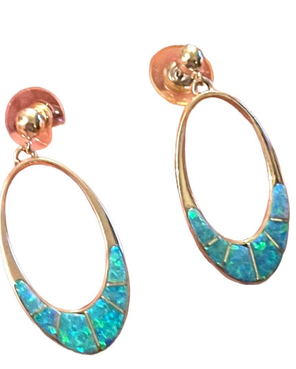 Vintage TSF signed Sterling silver 925 Fire Opal Dangle earrings Native American