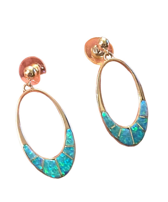 Vintage TSF signed Sterling silver 925 Fire Opal Dangle earrings Native American