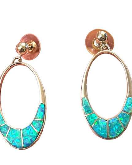 Vintage TSF signed Sterling silver 925 Fire Opal Dangle earrings Native American