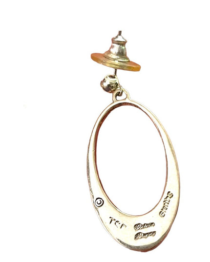 Vintage TSF signed Sterling silver 925 Fire Opal Dangle earrings Native American