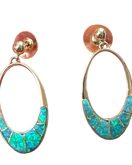 Vintage TSF signed Sterling silver 925 Fire Opal Dangle earrings Native American