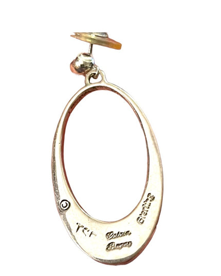 Vintage TSF signed Sterling silver 925 Fire Opal Dangle earrings Native American