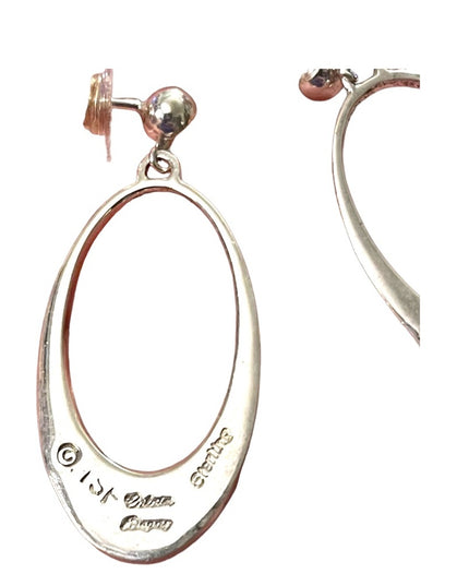 Vintage TSF signed Sterling silver 925 Fire Opal Dangle earrings Native American