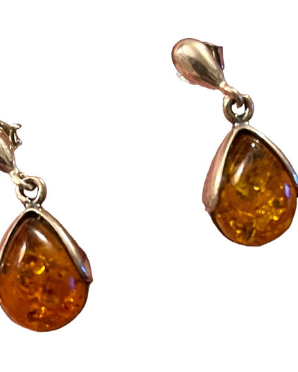 Vintage Sterling  silver 925 Amber dangle earrings