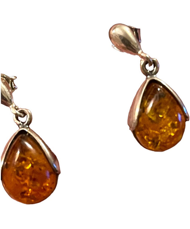 Vintage Sterling  silver 925 Amber dangle earrings