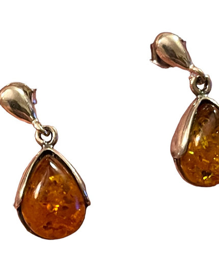 Vintage Sterling  silver 925 Amber dangle earrings