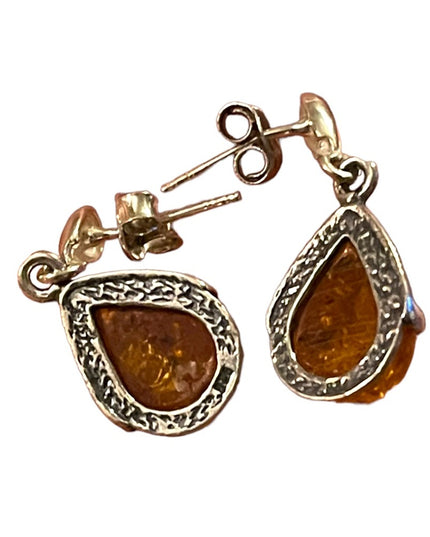 Vintage Sterling  silver 925 Amber dangle earrings
