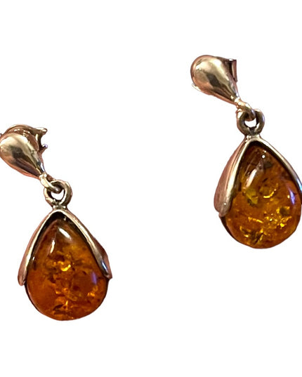 Vintage Sterling  silver 925 Amber dangle earrings