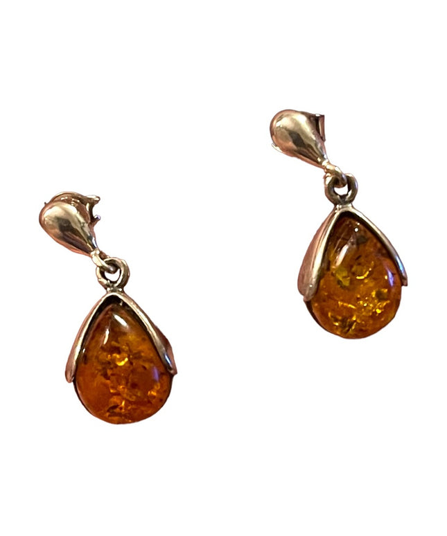 Vintage Sterling  silver 925 Amber dangle earrings