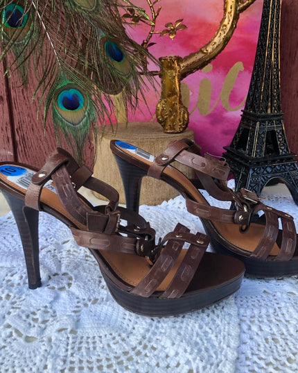 - NWT 💗 SALE 💗 Geox brown leather 5” heels sandals