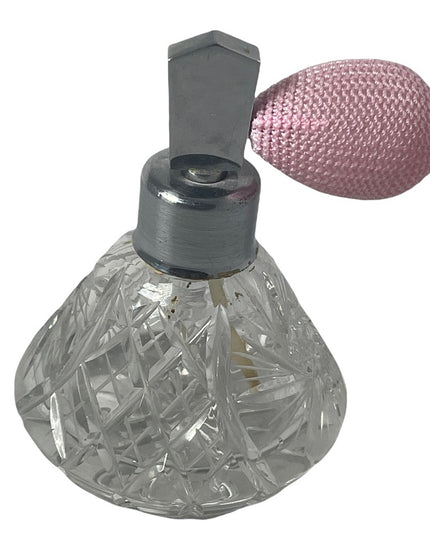 Vintage crystal pinwheel purse atomizer pink bulb