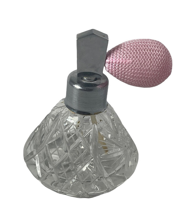 Vintage crystal pinwheel purse atomizer pink bulb