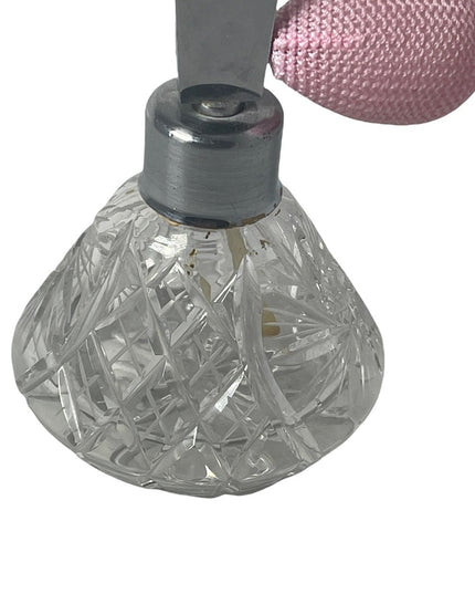 Vintage crystal pinwheel purse atomizer pink bulb