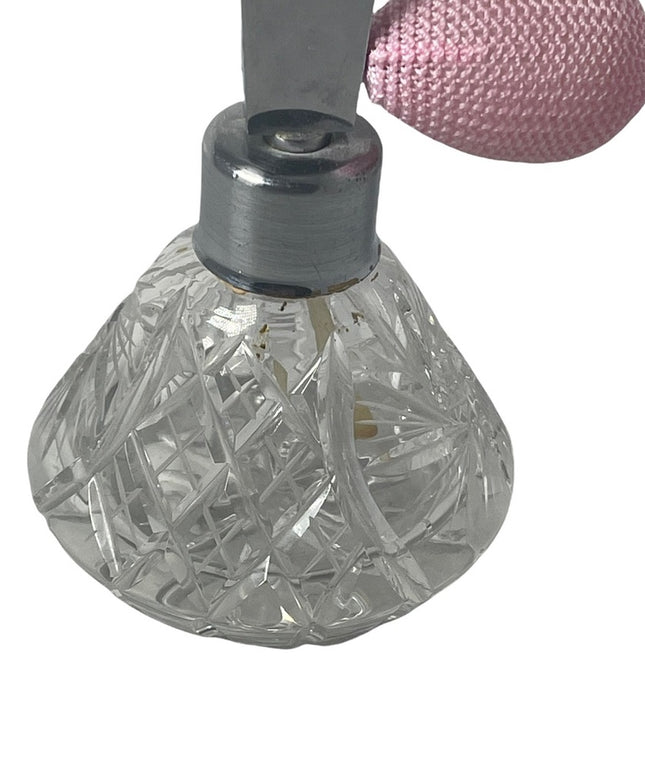 Vintage crystal pinwheel purse atomizer pink bulb