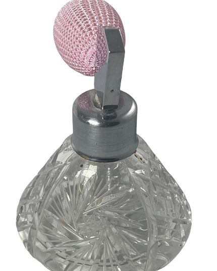 Vintage crystal pinwheel purse atomizer pink bulb