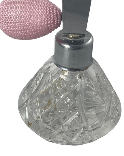 Vintage crystal pinwheel purse atomizer pink bulb
