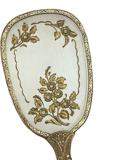 Antiqued Ormolu Gold gilt finish Mirror Brush comb vanity set