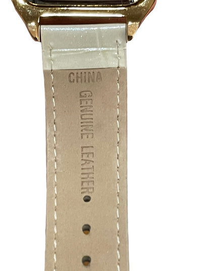- Joan River Cream leather crystal gold finish watch