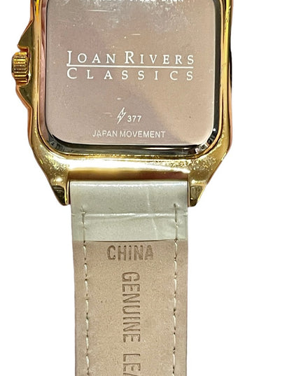 - Joan River Cream leather crystal gold finish watch