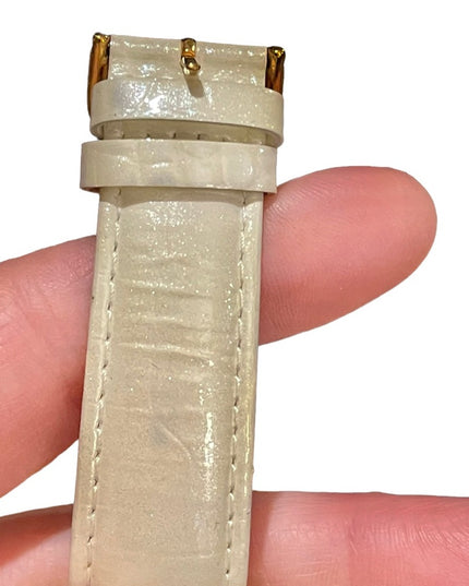 - Joan River Cream leather crystal gold finish watch