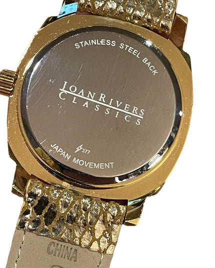 Joan Rivers Fancy chunky large statement watch with gold leather band rh…