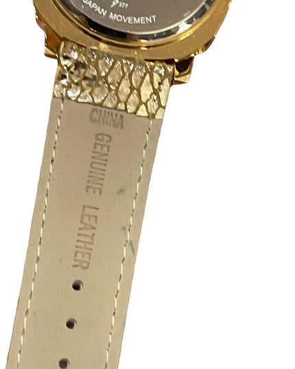 Joan Rivers Fancy chunky large statement watch with gold leather band rh…