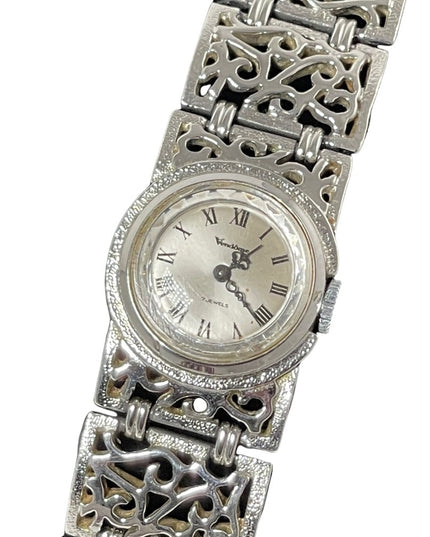 Vintage Vendome wind up wrist watch silver metal 6”