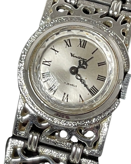 Vintage Vendome wind up wrist watch silver metal 6”