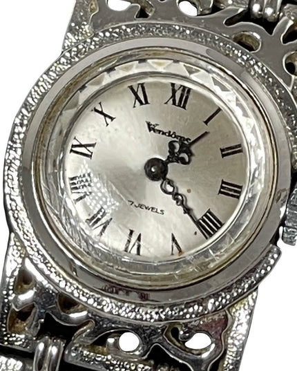 Vintage Vendome wind up wrist watch silver metal 6”