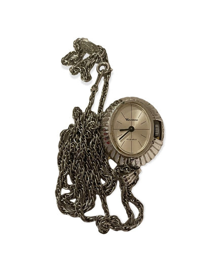 Vintage Vendome wind up silver necklace watch