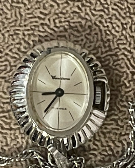 Vintage Vendome wind up silver necklace watch