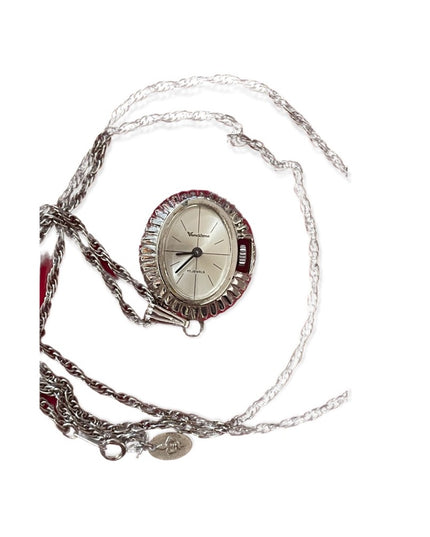 Vintage Vendome wind up silver necklace watch