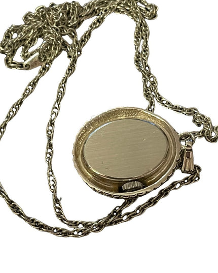 Vintage Vendome wind up silver necklace watch