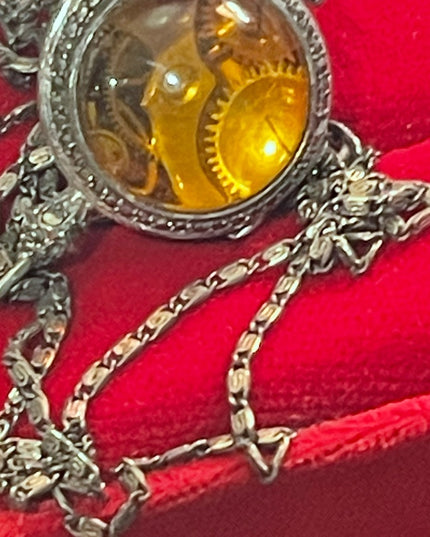 Antique Sterling silver 950 ORB pendant watch necklace wind up marcasite