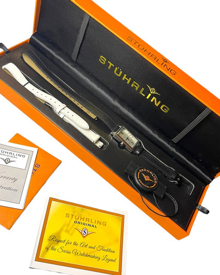 - NIB STUHRLING Origional womens watch with leather bands box papers
