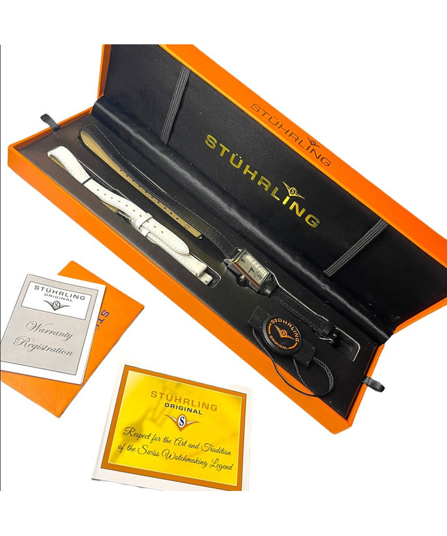 - NIB STUHRLING Origional womens watch with leather bands box papers