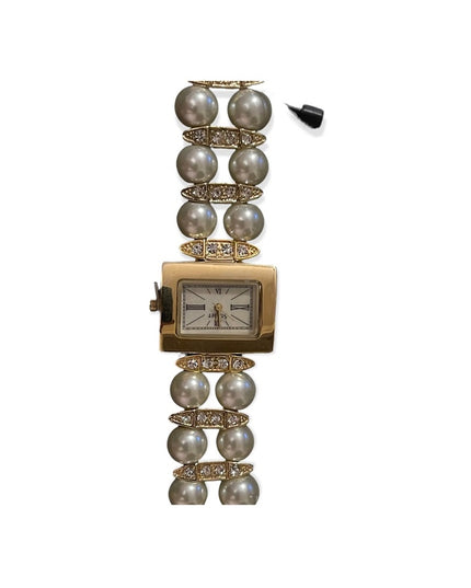 - NWT Stauer Pearl gold finish fancy rhinestone watch party wedding event