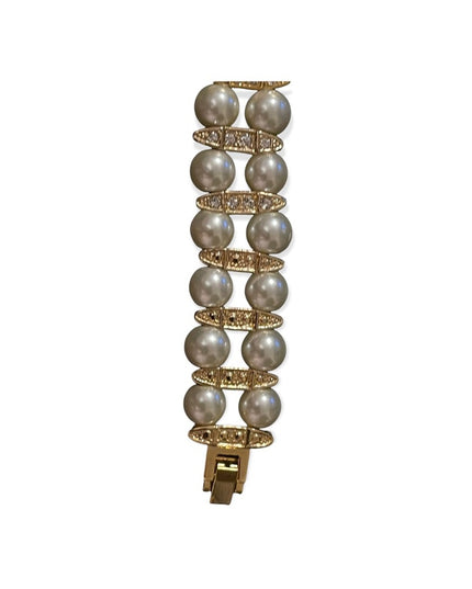 - NWT Stauer Pearl gold finish fancy rhinestone watch party wedding event
