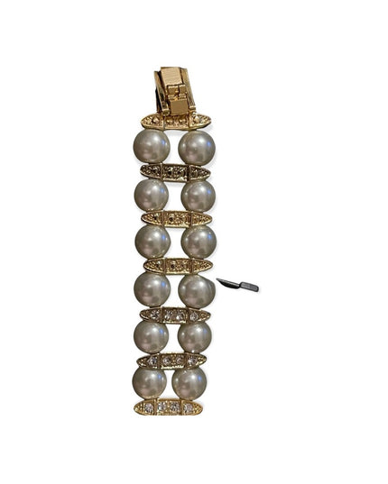 - NWT Stauer Pearl gold finish fancy rhinestone watch party wedding event