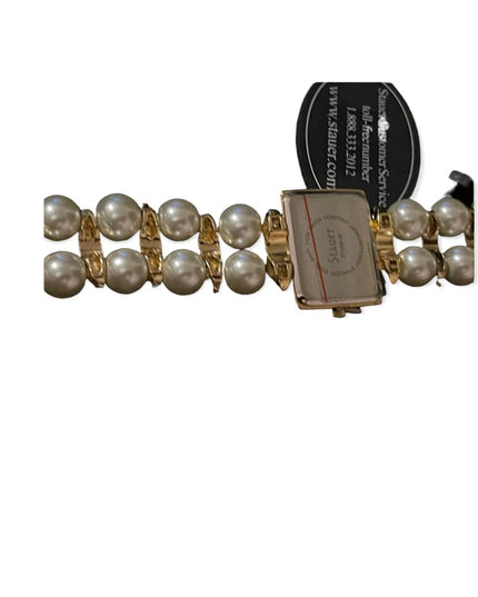 - NWT Stauer Pearl gold finish fancy rhinestone watch party wedding event
