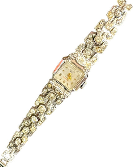 - Vintage Amaryllis 21 Jewel Wind up rhinestone fancy crystal watch silver