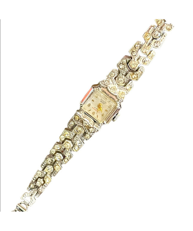 - Vintage Amaryllis 21 Jewel Wind up rhinestone fancy crystal watch silver