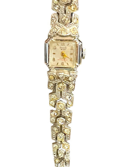 - Vintage Amaryllis 21 Jewel Wind up rhinestone fancy crystal watch silver