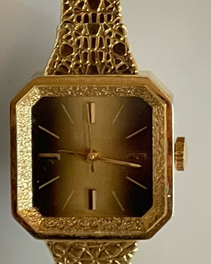 Vintage Cardinal Gold tone nugget square fancy face watch womens
