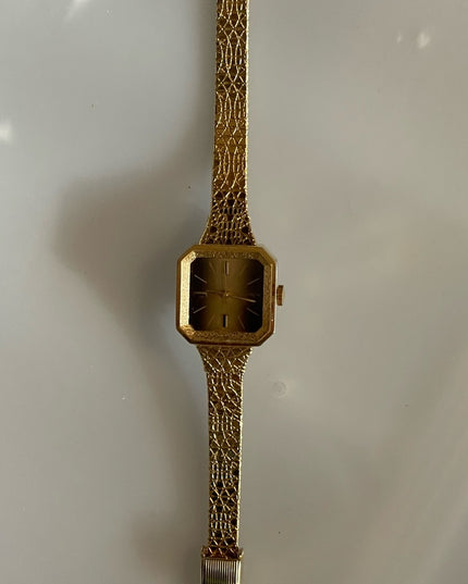 Vintage Cardinal Gold tone nugget square fancy face watch womens