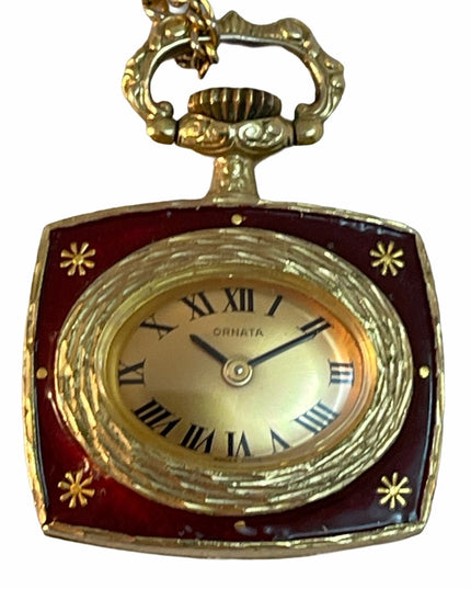 Vintage Ornata Necklace pendant wind up watch