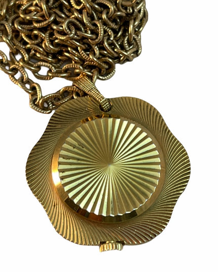 - Vintage eound ornate gold  high finish Caravelle Necklace watch Wind up