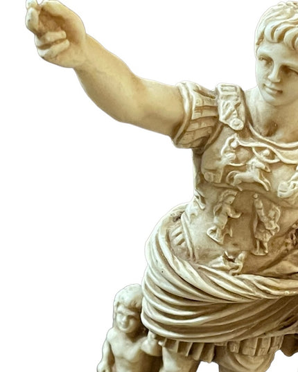 Vintage Statue Augustus of Prima Porta Caesar Roman statue on marble Roma Signed
