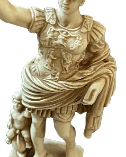 Vintage Statue Augustus of Prima Porta Caesar Roman statue on marble Roma Signed